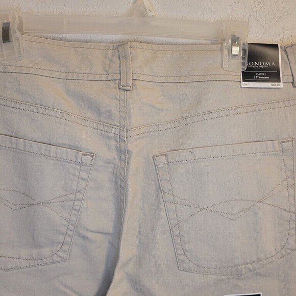 SONOMA Woman's Life + Style Size 14 Capris 5 Pocket Stretch Beige Pants NWT - Picture 6 of 8